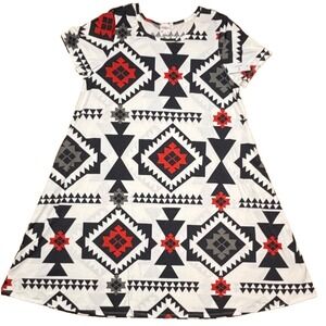 LuLaRoe Womens Dress Size 3XL Jessie Black Red Gray Tribal Aztec Diamonds 3X NWT